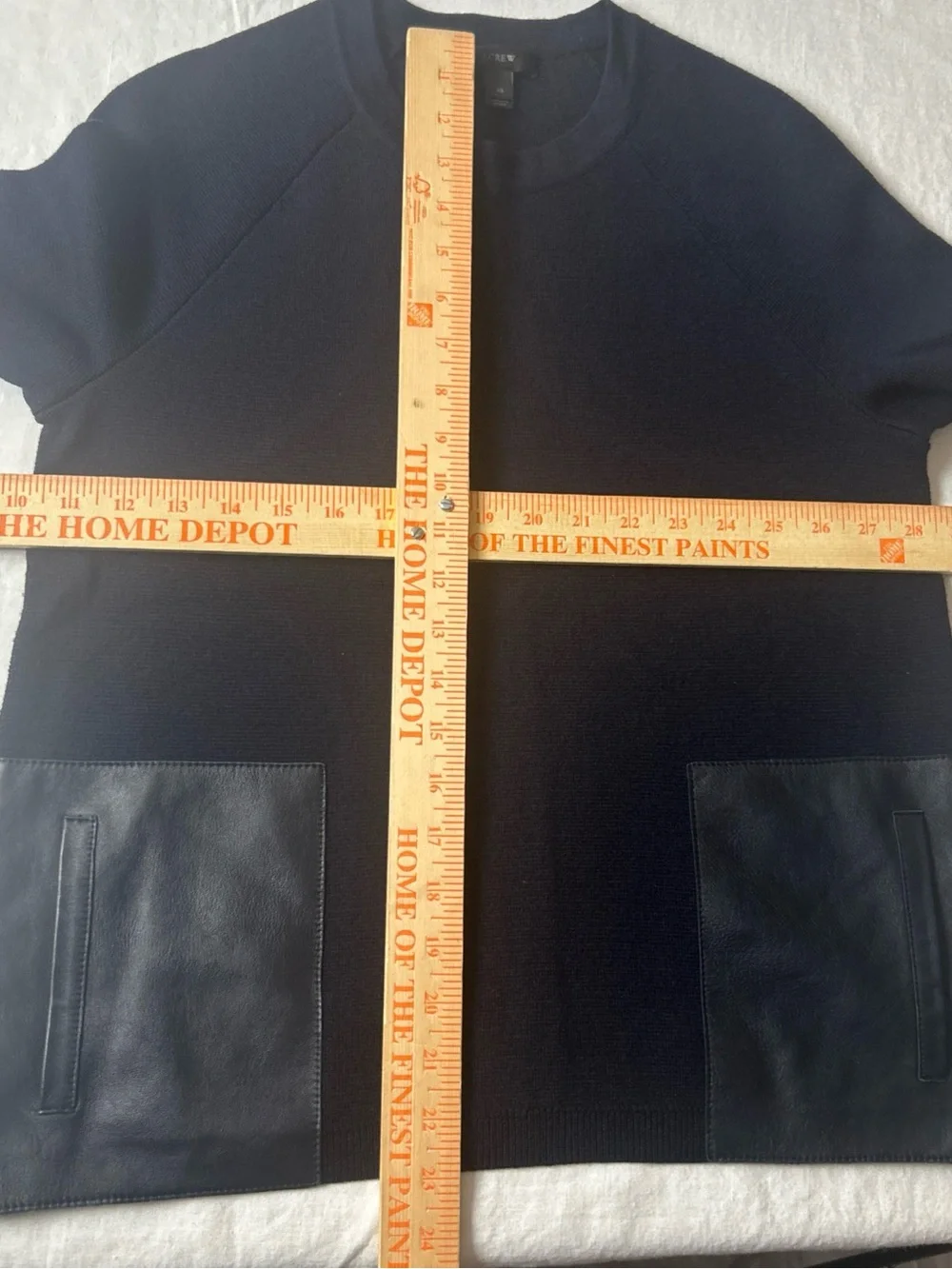 J. Crew navy Marino wool women’s sweater with leather pockets